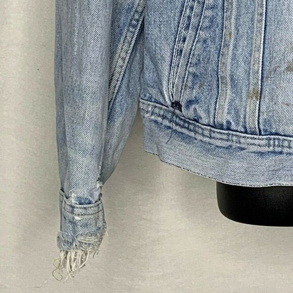 Vtg 60s Lee Denim Jacket L Light Wash Distressed - Picture 5 of 7